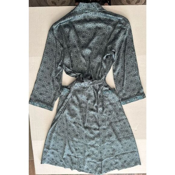 Free People Intimately Sz XS/S Oasis House Robe Blue Motif Kimono Stone - Picture 4 of 16